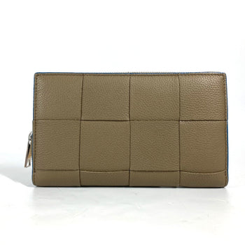 Bottegaveneta Long Wallet Purse 748054Vcp142569 Leather Brown X Blue Maxi Intrecciato Personalized