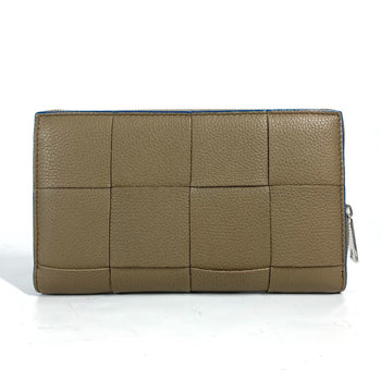 Bottegaveneta Long Wallet Purse 748054Vcp142569 Leather Brown X Blue Maxi Intrecciato Personalized