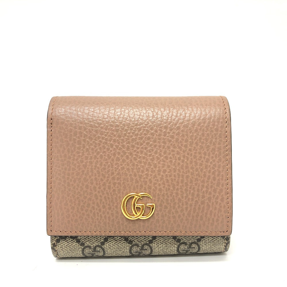 Gucci Folded Wallet 598587 Gg Supreme Canvas, Leather Beige Gg Supreme Double G Medium Wallet Women