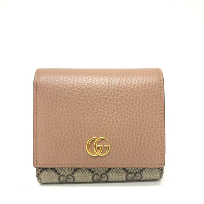 Gucci Folded Wallet 598587 Gg Supreme Canvas, Leather Beige Gg Supreme Double G Medium Wallet Women