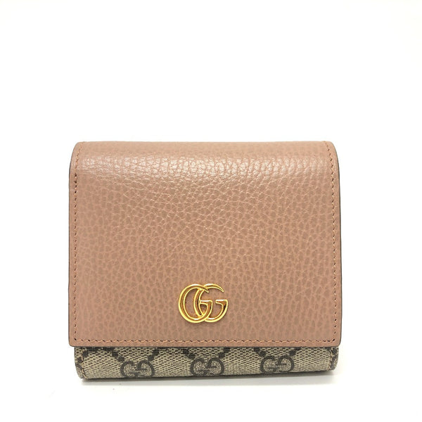 Gucci Folded Wallet 598587 Gg Supreme Canvas, Leather Beige Gg Supreme Double G Medium Wallet Women