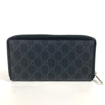 Gucci Long Wallet Purse 673003 Gg Supreme Canvas Black Gg Supreme Interlocking G Zip-Around Wallet