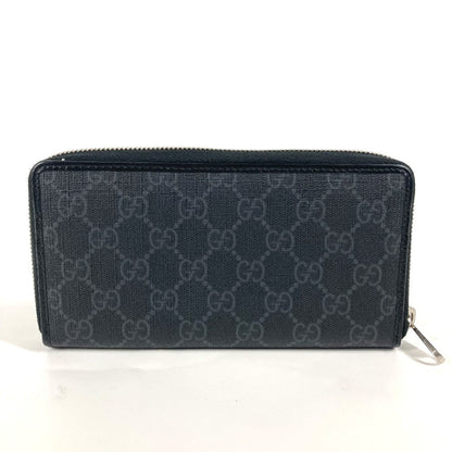 Gucci Long Wallet Purse 673003 Gg Supreme Canvas Black Gg Supreme Interlocking G Zip-Around Wallet