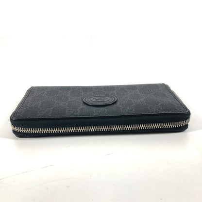 Gucci Long Wallet Purse 673003 Gg Supreme Canvas Black Gg Supreme Interlocking G Zip-Around Wallet