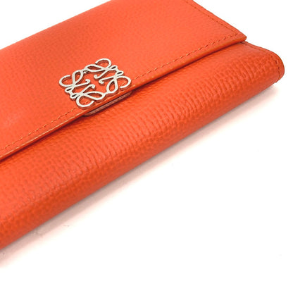 Loewe Trifold Wallet C821S33X07 Leather Orange Anagram Bar Tikal Wallet Small Women
