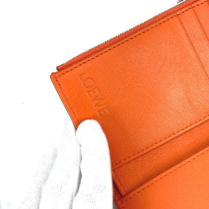Loewe Trifold Wallet C821S33X07 Leather Orange Anagram Bar Tikal Wallet Small Women