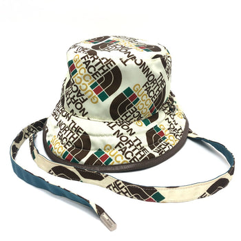 Gucci Hat 652942 Nylon White X Blue Reversible Logo The North Face North Face Collaboration