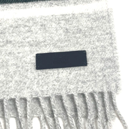 Hermes Scarf Cashmere Gray Leather Tag Leather Tag Border Neo-Locabaal