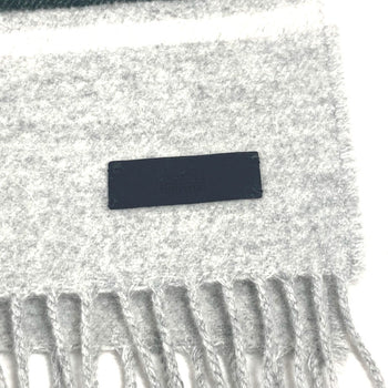 Hermes Scarf Cashmere Gray Leather Tag Leather Tag Border Neo-Locabaal