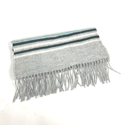 Hermes Scarf Cashmere Gray Leather Tag Leather Tag Border Neo-Locabaal