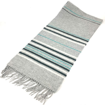 Hermes Scarf Cashmere Gray Leather Tag Leather Tag Border Neo-Locabaal