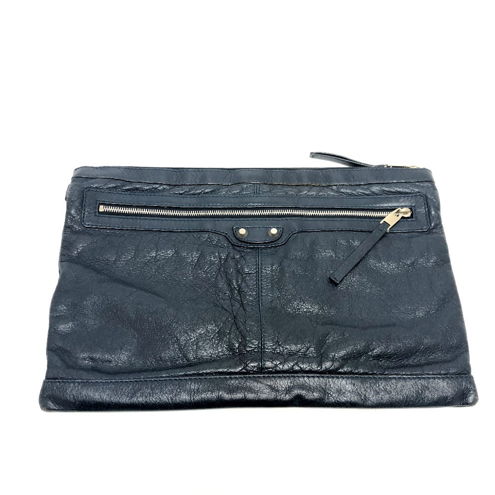 Balenciaga Clutch Bag 273023 Leather Black Classic Clip L Mens