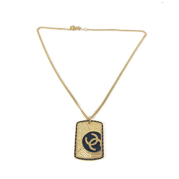 Chanel Necklace Gold Plated Gold B24C Coco Mark Cc Dog Tag Women