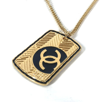 Chanel Necklace Gold Plated Gold B24C Coco Mark Cc Dog Tag Women