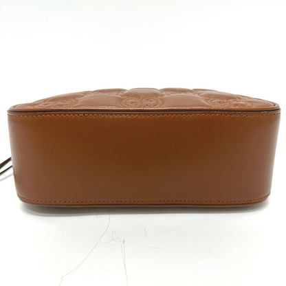 Gucci Shoulder Bag 702234 Leather Brown Gg Matelasse Double G Small Women