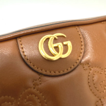 Gucci Shoulder Bag 702234 Leather Brown Gg Matelasse Double G Small Women