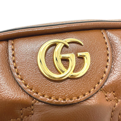 Gucci Shoulder Bag 702234 Leather Brown Gg Matelasse Double G Small Women
