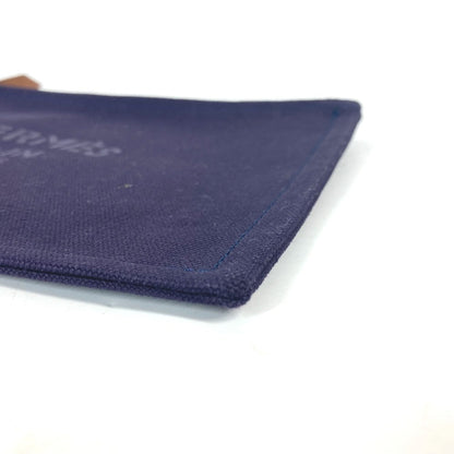 Hermes Pouch Cotton Navy Logo Flat Yachting Pm Unisex(Unisex)