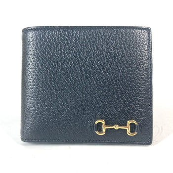 Gucci Folded Wallet 700464 Leather Black Mini Wallet Horsebit Mens