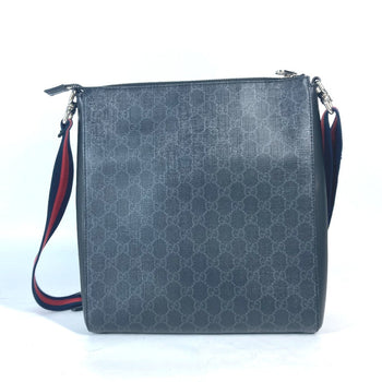 Gucci Shoulder Bag 474137 Gg Supreme Canvas Black X Multicolor Gg Tiger Patch Courier Mens
