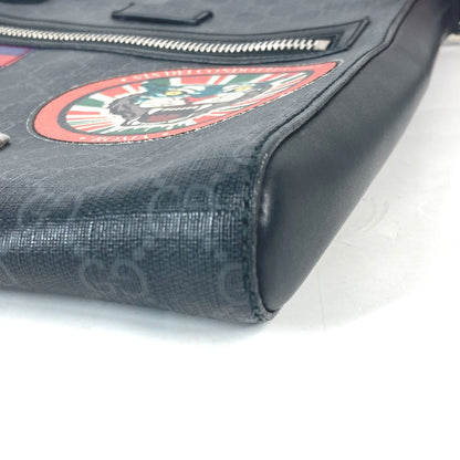 Gucci Shoulder Bag 474137 Gg Supreme Canvas Black X Multicolor Gg Tiger Patch Courier Mens