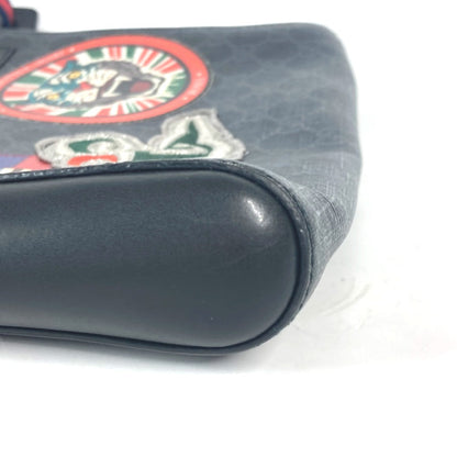 Gucci Shoulder Bag 474137 Gg Supreme Canvas Black X Multicolor Gg Tiger Patch Courier Mens