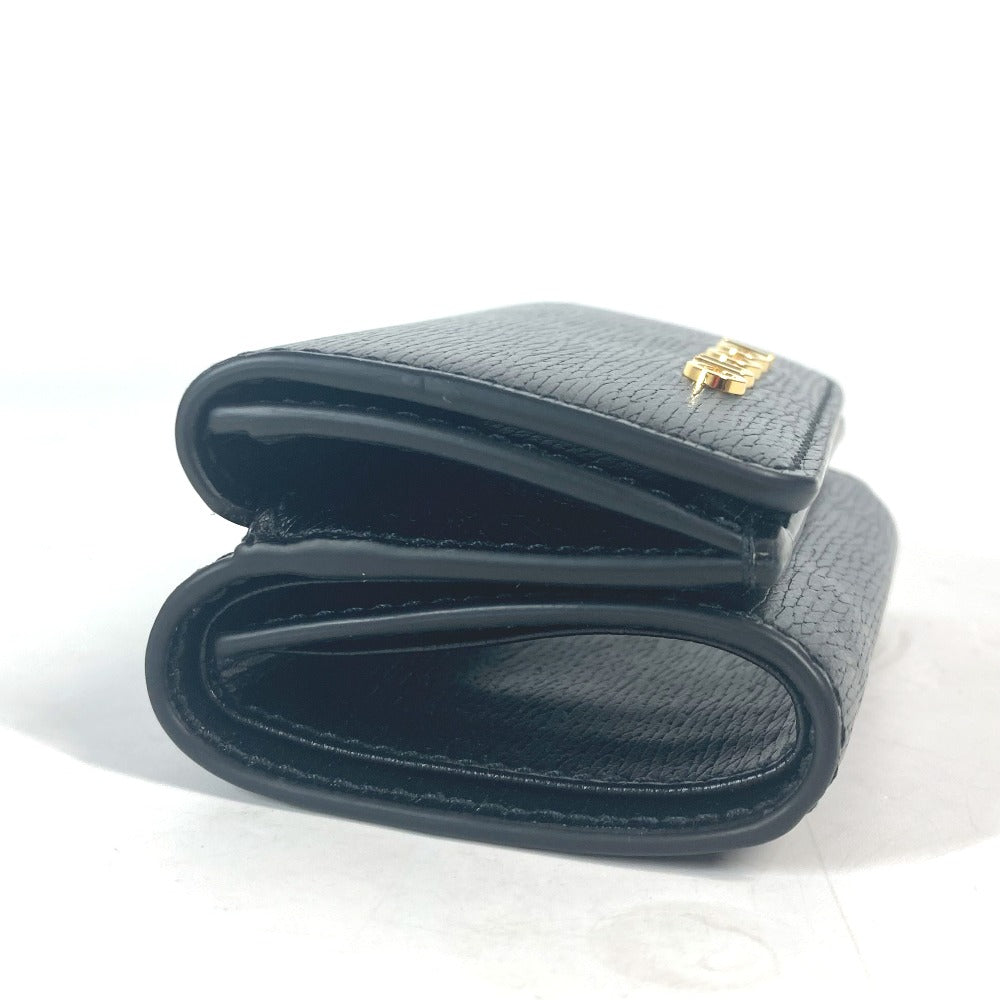 Gucci Trifold Wallet 790100 Leather Black Logo Script Wallet Women