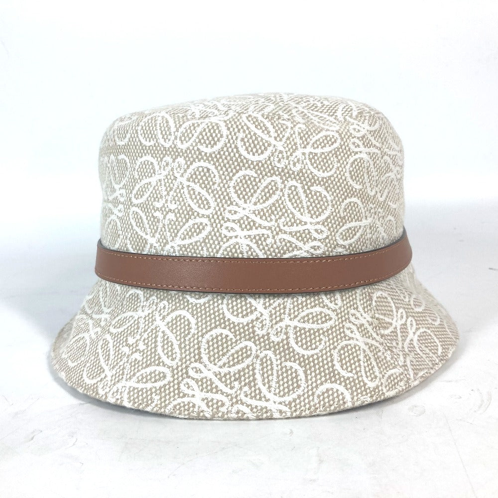 Loewe Hat K820Hb1X41 Cotton, Leather Beige Type Anagram Jacquard Logo Unisex(Unisex) 59