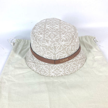 Loewe Hat K820Hb1X41 Cotton, Leather Beige Type Anagram Jacquard Logo Unisex(Unisex) 59