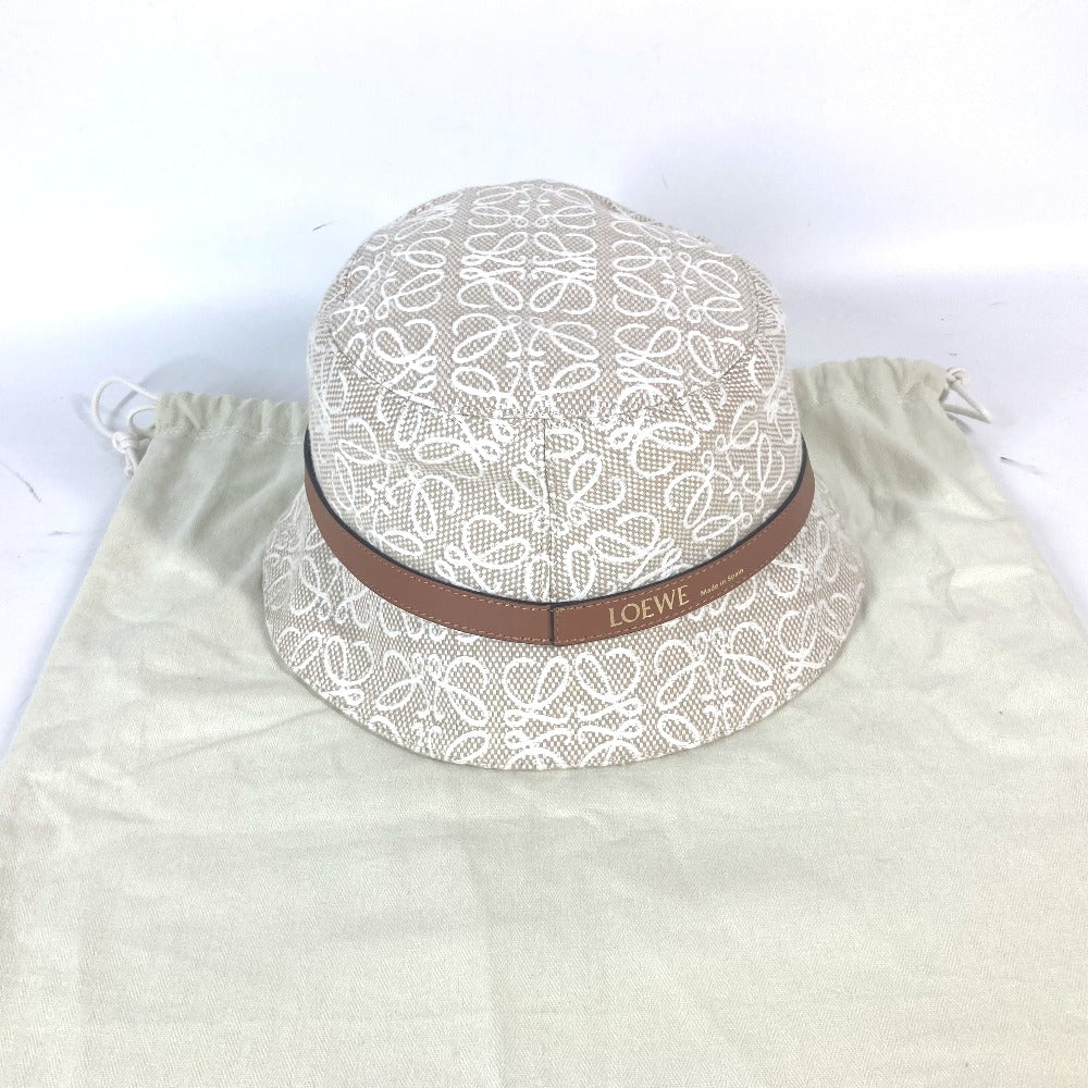 Loewe Hat K820Hb1X41 Cotton, Leather Beige Type Anagram Jacquard Logo Unisex(Unisex) 59