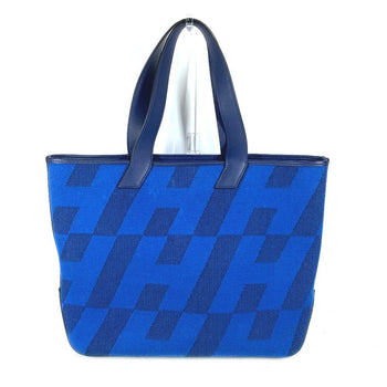 Hermes Tote Bag Leather / Canvas Blue Handbag Ambier Gm 40