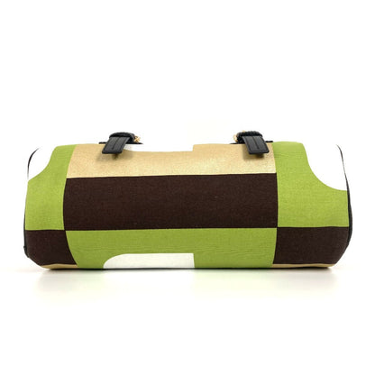 Bally Handbag Leather / Canvas Green Logo Cylindrical Women