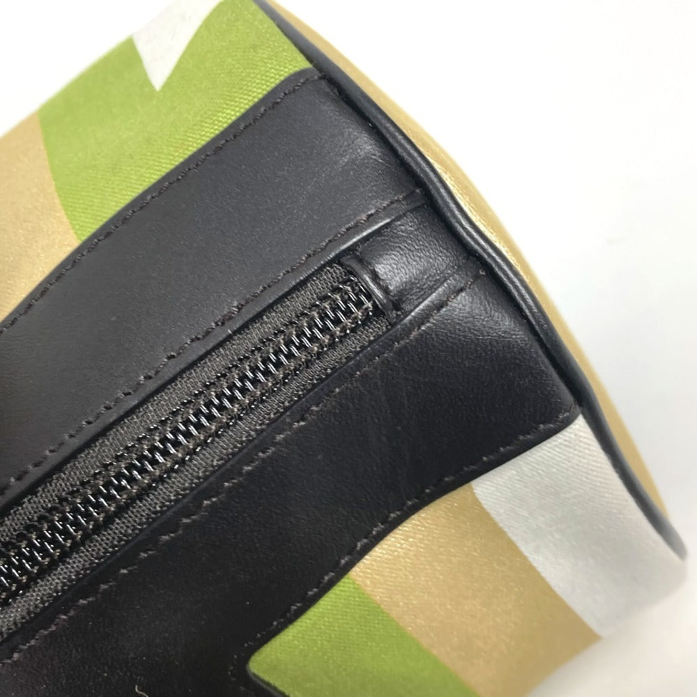 Bally Handbag Leather / Canvas Green Logo Cylindrical Women