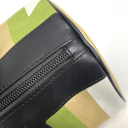 Bally Handbag Leather / Canvas Green Logo Cylindrical Women