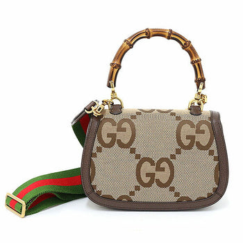 Gucci Handbag 675797 Gg Canvas Beige Bamboo 1947 Jumbo Gg Small Top Handle Bag