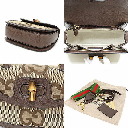 Gucci Handbag 675797 Gg Canvas Beige Bamboo 1947 Jumbo Gg Small Top Handle Bag