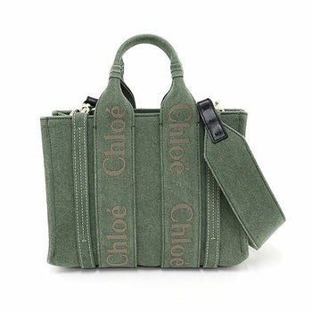 Chloe Tote Bag Cotton Canvas Khaki Woody Mini Tote Bag
