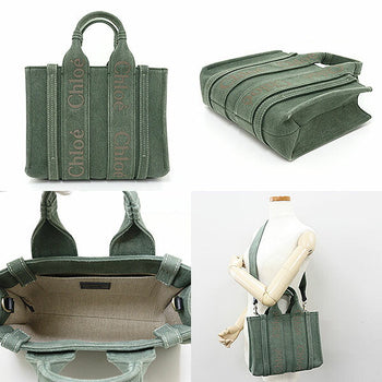 Chloe Tote Bag Cotton Canvas Khaki Woody Mini Tote Bag