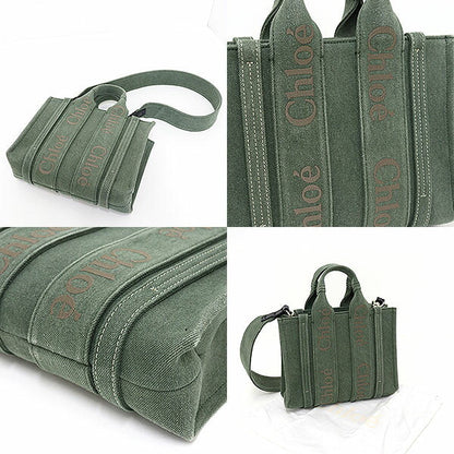Chloe Tote Bag Cotton Canvas Khaki Woody Mini Tote Bag
