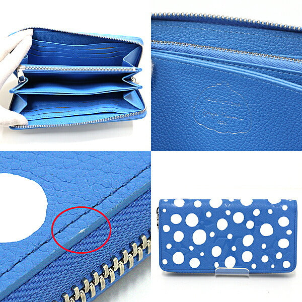 Louis Vuitton Long Wallet Purse M81954 Monogram Unplant Leather Blue White Long Wallet Purse Yayoi