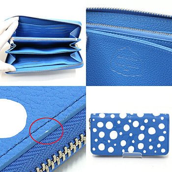 Louis Vuitton Long Wallet Purse M81954 Monogram Unplant Leather Blue White Long Wallet Purse Yayoi