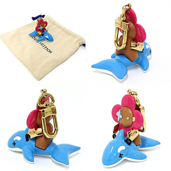 Louis Vuitton Key Ring M01167 Metal Plastic Wood Brown Pink Blue Gold Metal Vivienne Searider