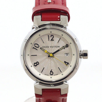 Louis Vuitton Watches Quartz Q121K Stainless Steel , Leather Silver Tambour White Dial Quartz White
