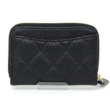 Chanel Coin Case Ap0216 Calfskin, Caviar Skin Black Wallet Classic Zip Coin Purse Women