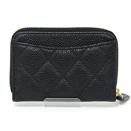 Chanel Coin Case Ap0216 Calfskin, Caviar Skin Black Wallet Classic Zip Coin Purse Women