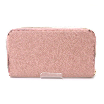 Gucci Long Wallet Purse 449347 Leather Pink Interlocking G Zip Around Wallet Women