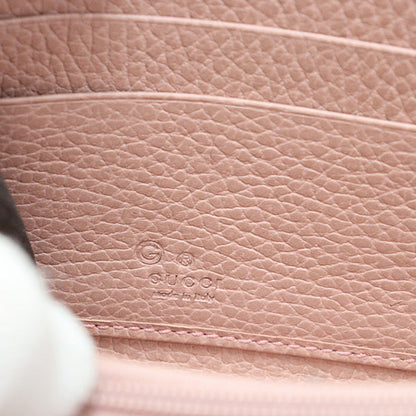 Gucci Long Wallet Purse 449347 Leather Pink Interlocking G Zip Around Wallet Women