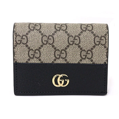 Gucci Bifold Wallet 658610 Gg Supreme Canvas Beige & Ebony Double G Mini Wallet With Coin And Bill