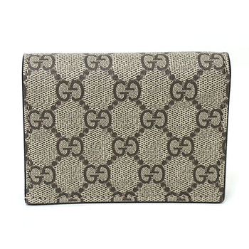 Gucci Bifold Wallet 658610 Gg Supreme Canvas Beige & Ebony Double G Mini Wallet With Coin And Bill