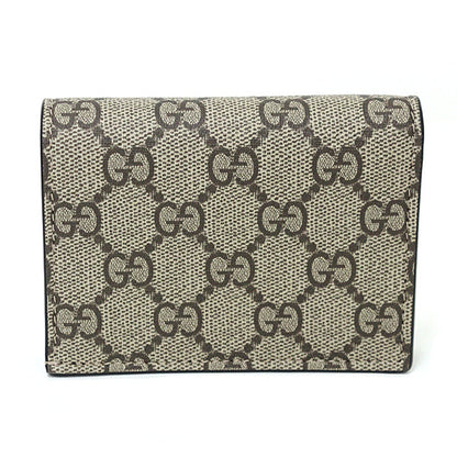 Gucci Bifold Wallet 658610 Gg Supreme Canvas Beige & Ebony Double G Mini Wallet With Coin And Bill